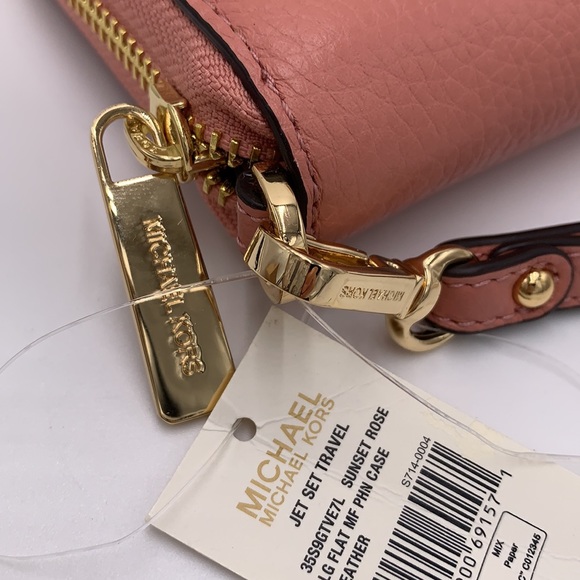 MICHAEL KORS LARGE FLAT MULTIFUNCTIONAL PHONE CASE SUNSET ROSE COLOR - Picture 12 of 14